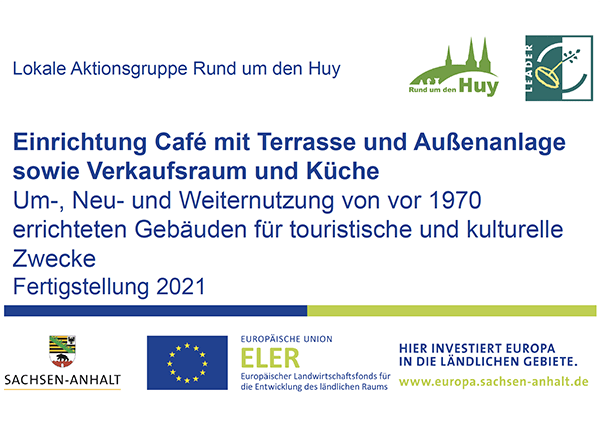 Op dit moment realiseren we een café met terras en een professionele keuken. Dit werd mogelijk gemaakt door een bijdrage van het Europees Landbouwfonds voor Plattelandsontwikkeling (ELFPO).